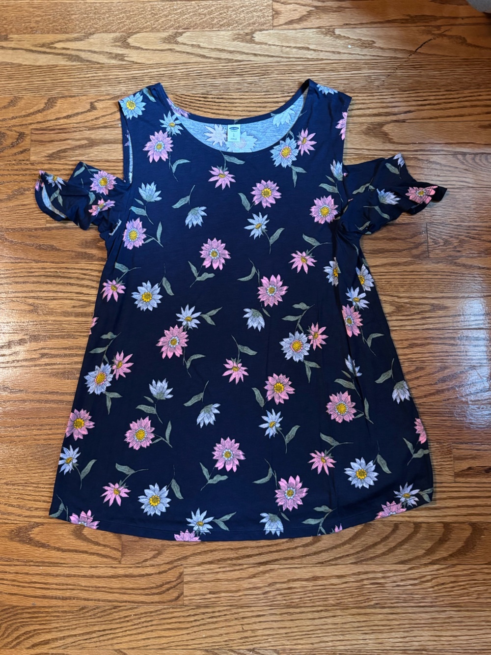 Old Navy Floral Tie Sleeve Blouse Women's Large Navy Pink Floral Top
